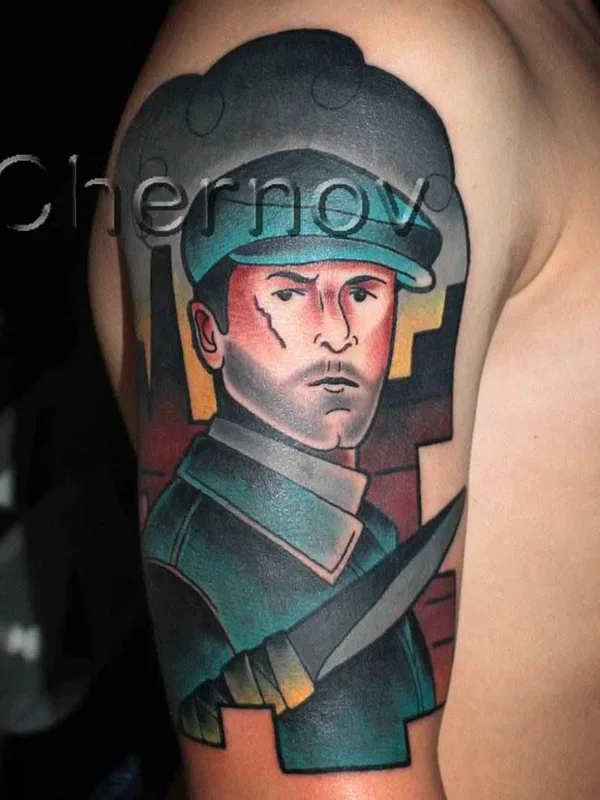 male color illustrative tatouage sur upper arm #7720 | Artiste tatoueur Дмитрий Чернов