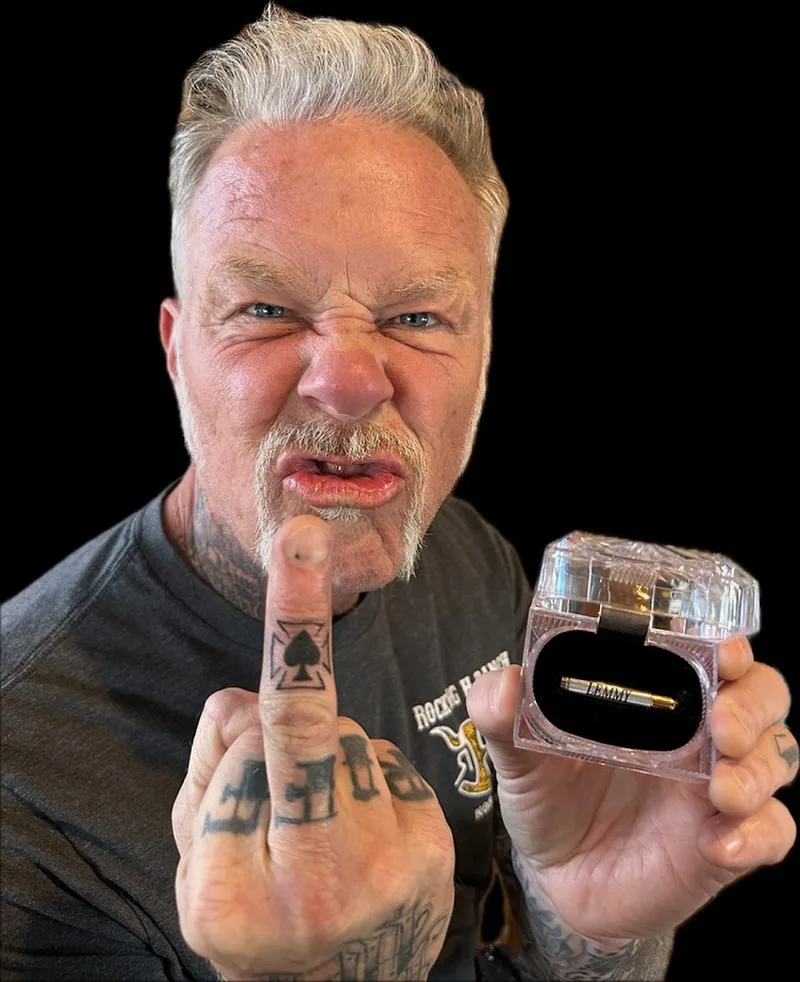 Metallica's Frontman James Hetfield has recently revealed a fresh tattoo, honoring the memory of the late Motorhead frontman, Lemmy Kilmister, by incorporating his ashes into the ink - image 1