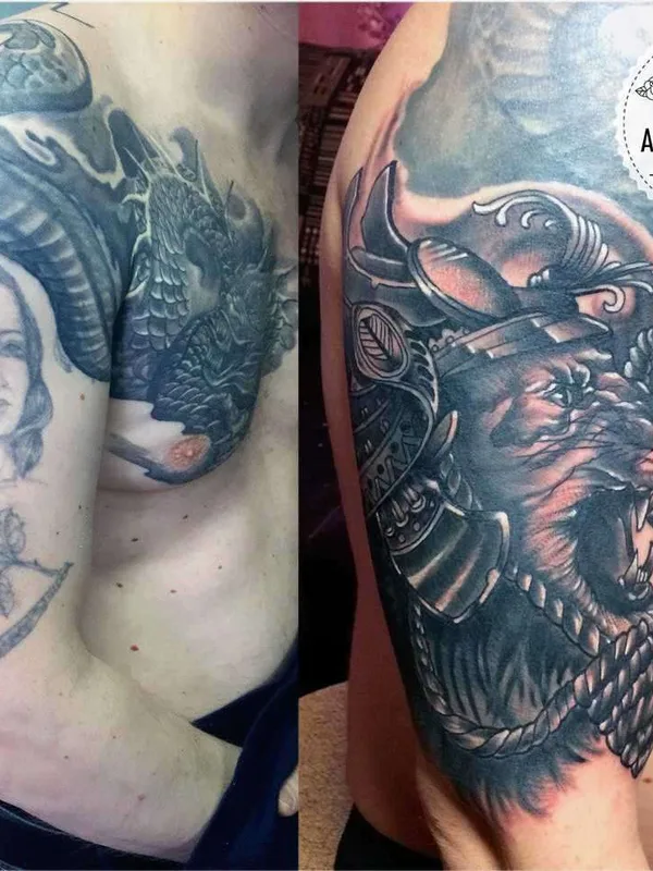 male black and grey black and grey татуировка на full sleeve #20863 | Тату мастер ANAR AKMEDOV