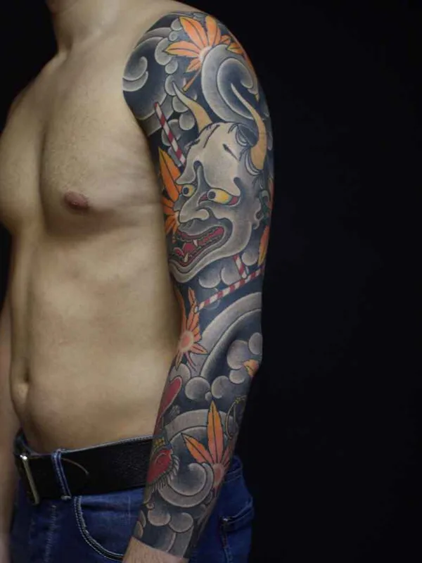 male color japanese tattoo on full sleeve #10921 | Tattoo Artist Сергей Buslay Буслаев