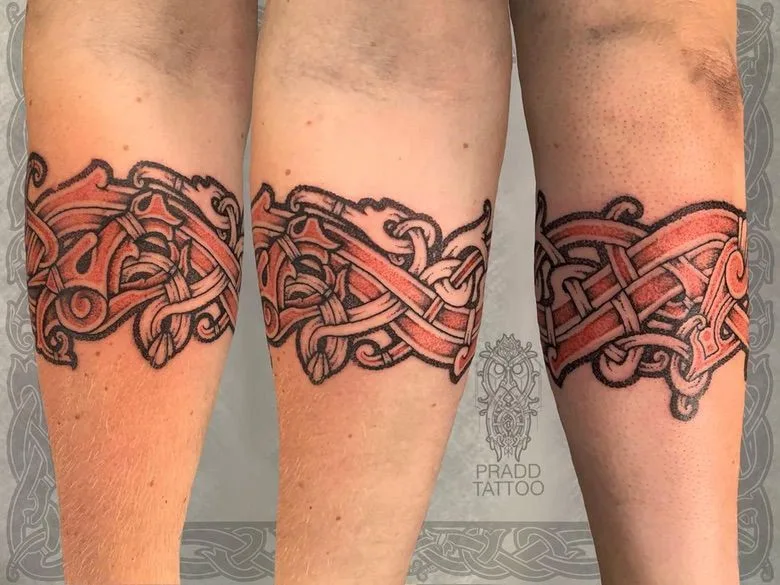 traditional northern ornament in a tattoo by Vitaly Pradd