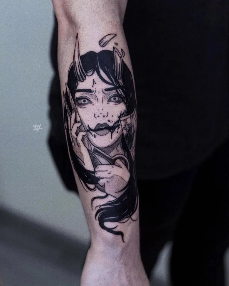 Tattoo artist Moscow Ooqza, tattoo Ooqza, tattoo anime Moscow, tattoo anime, tattoo Europe, tattoo manga, gothic tattoo
