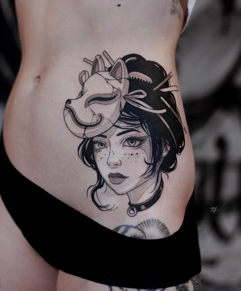 Artista di tatuaggi Mosca Ooqza, tatuaggio Ooqza, tatuaggio anime Mosca, tatuaggio anime, tatuaggio Europa, tatuaggio manga, tatuaggio gotico