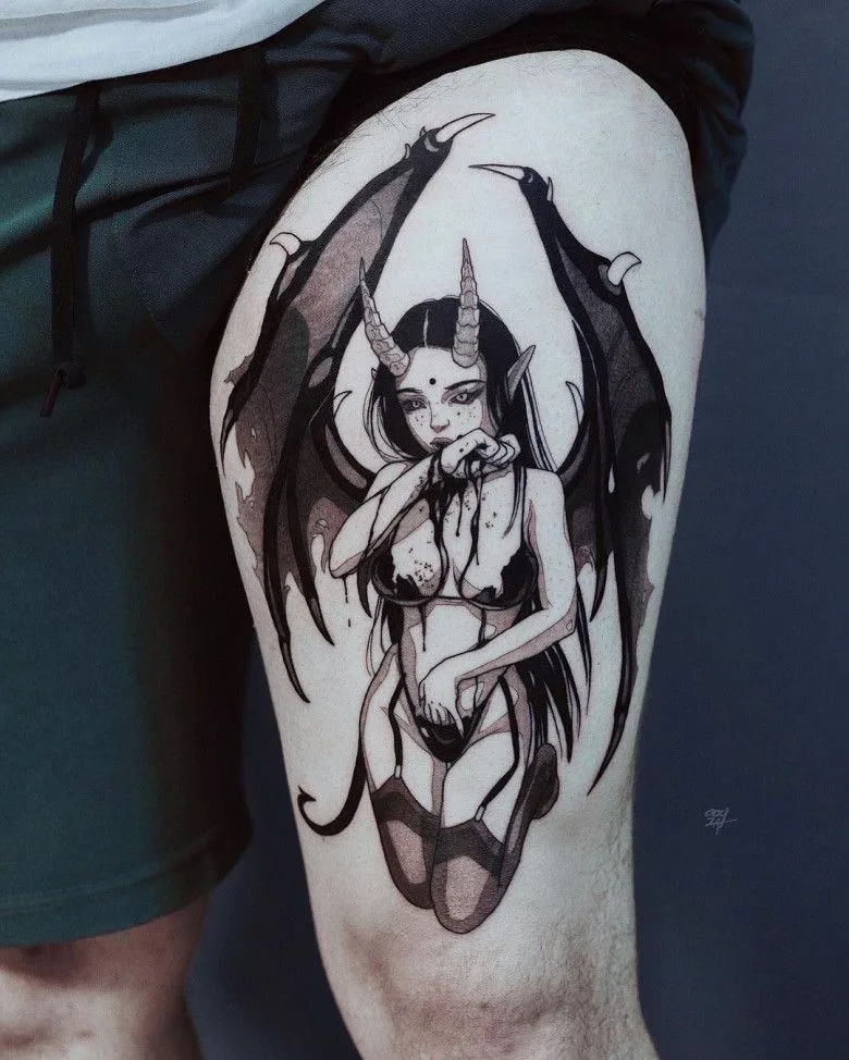 Tatuatore Mosca Ooqza, tatuaggio Ooqza, tatuaggio anime Mosca, tatuaggio anime, tatuaggio Europa, tatuaggio manga, tatuaggio gotico