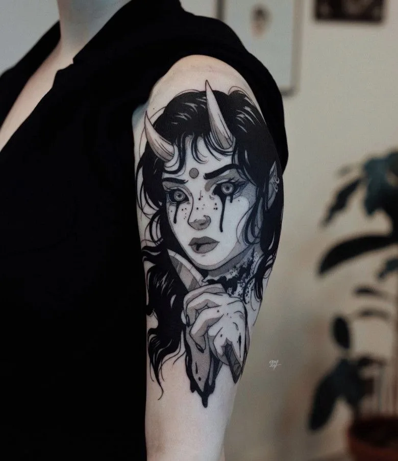 Tattoo artist Moscow Ooqza, tattoo Ooqza, tattoo anime Moscow, tattoo anime, tattoo Europe, tattoo manga, gothic tattoo