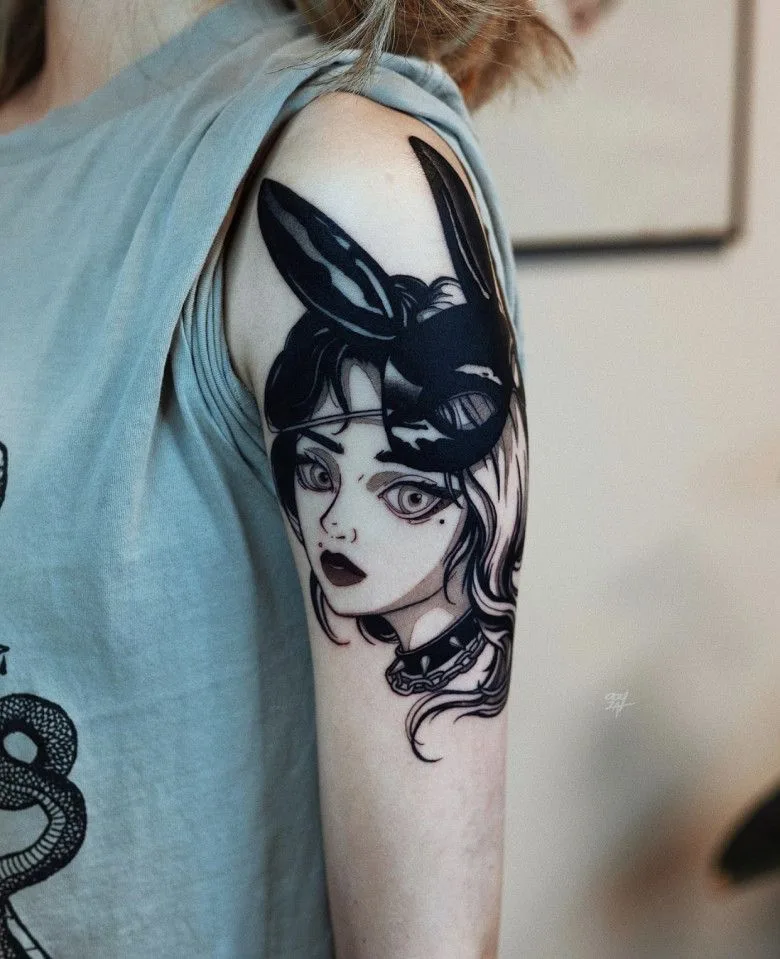 Tattoo artist Moscow Ooqza, tattoo Ooqza, tattoo anime Moscow, tattoo anime, tattoo Europe, tattoo manga, gothic tattoo