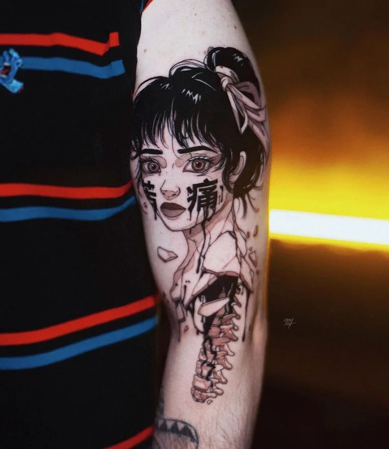 Tattoo artist Moscow Ooqza, tattoo Ooqza, tattoo anime Moscow, tattoo anime, tattoo Europe, tattoo manga, gothic tattoo