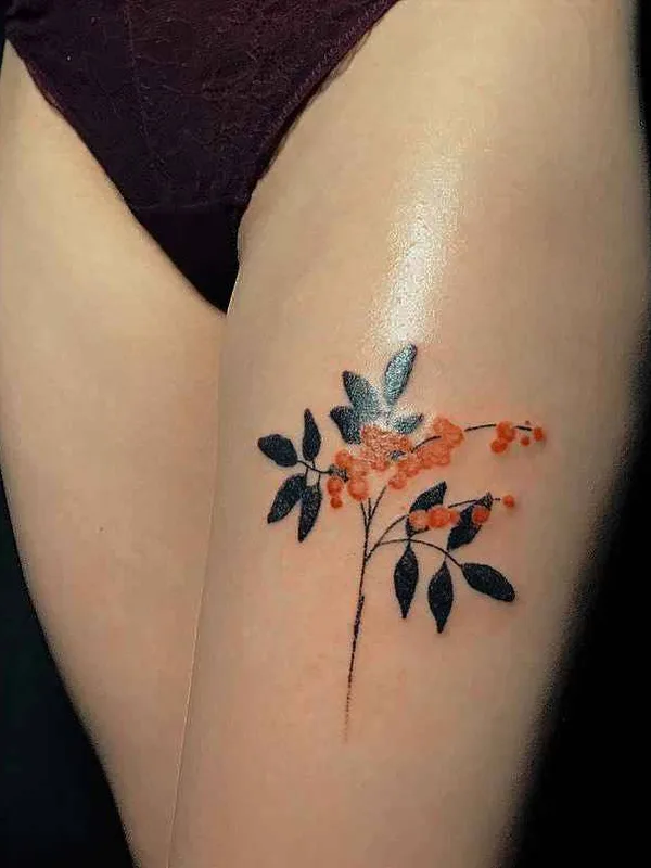 female color botanic 타투 부위 thigh #13350 | 타투이스트 Антон 