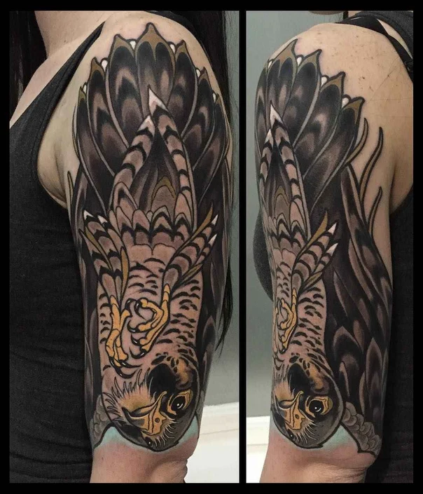Japanese Bird tattoo on Full Sleeve