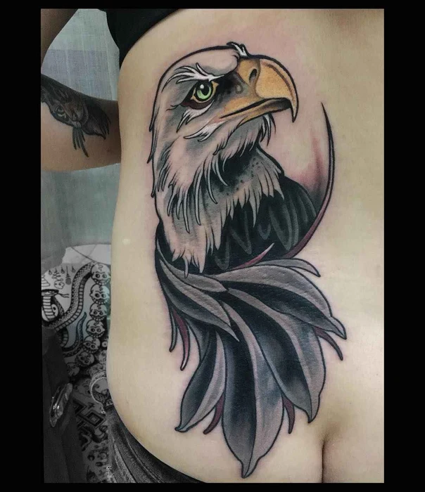 Neo Traditional Eagle tattoo on Side