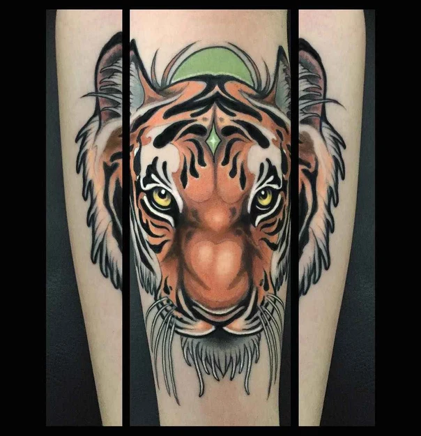 Neo Traditional Tiger, Animal tattoo on Forearm