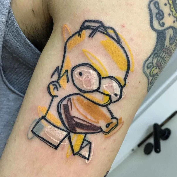 Cartoon Homer simpson tattoo on Forearm