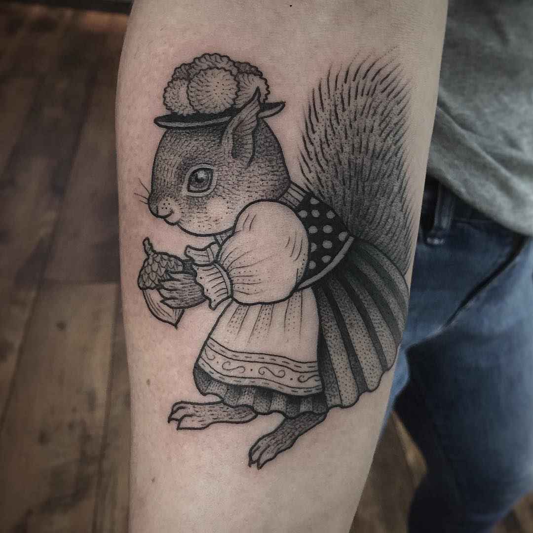 Cartoon squirrel tattoo