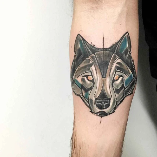 Geometric Wolf tattoo on Forearm