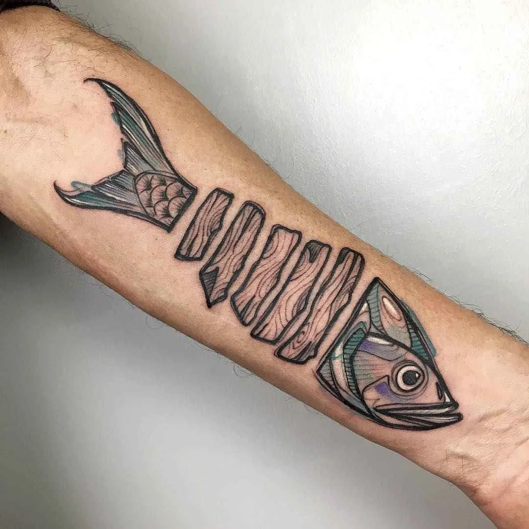 Tatuatore Luca Testadiferro disegno a colori tatuaggio a tratto