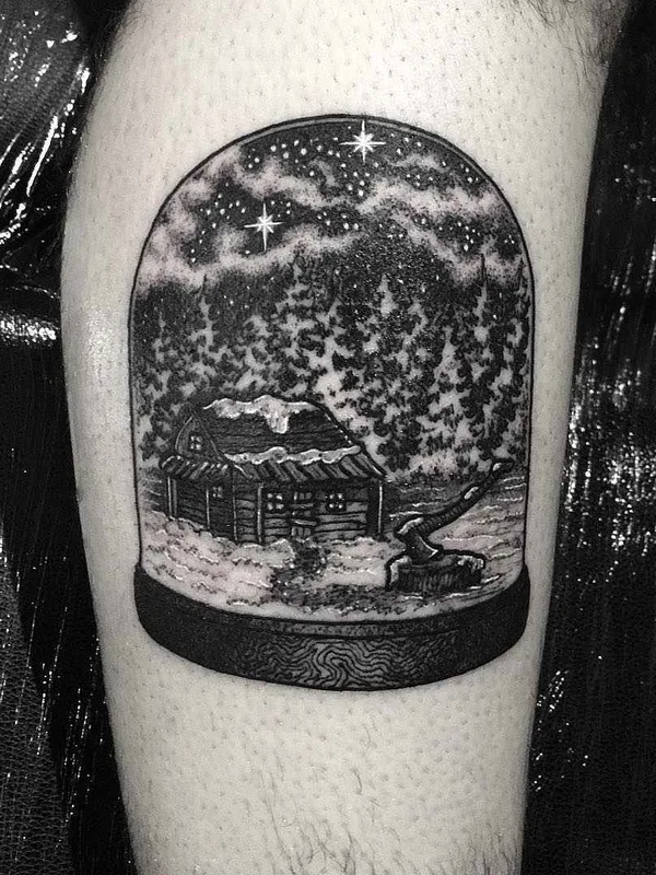 black and grey blackwork Tatuagem em calf #6890 | Tatuador Merry Morgan