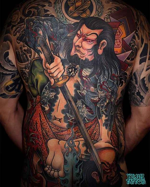 Japanese Samurai, Dragon tattoo on Full Back
