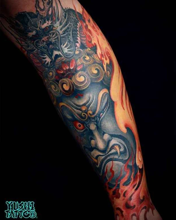 Japanese Dragon, Demon tattoo on Forearm