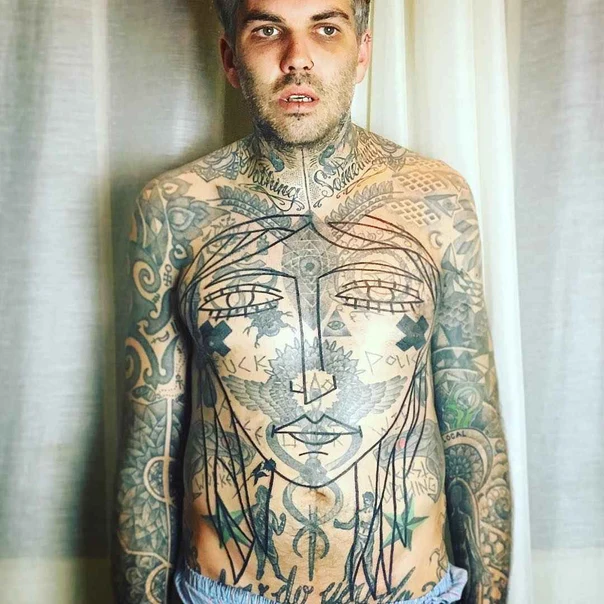 Linework Face, Geometric tattoo on Full body