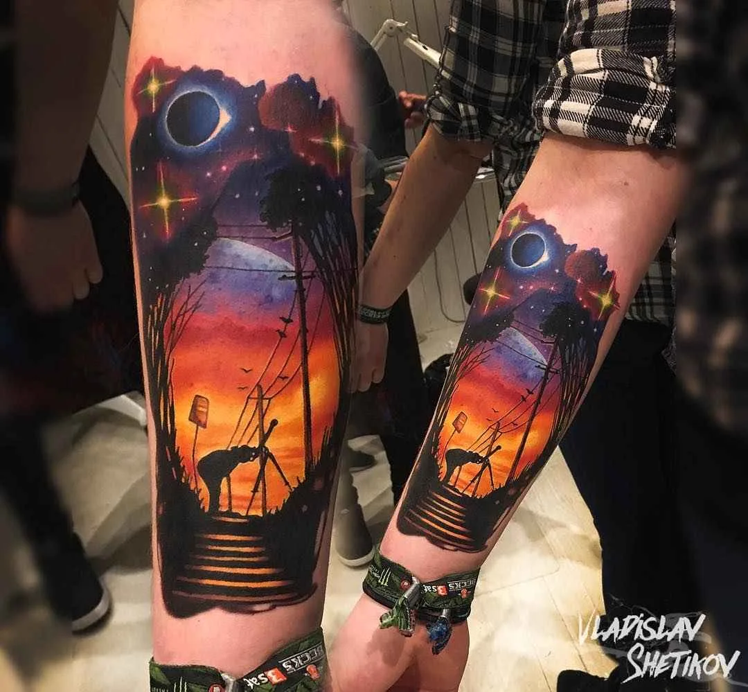 Tatuador Vladislav Shetikov tatuagem colorida realista, nova escola | Rússia