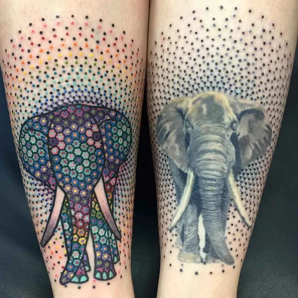 Realism Elephant tattoo on Calf