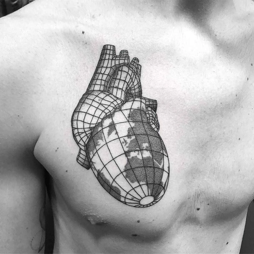 Artista del tatuaggio Michele Volpi crea uno stile di tatuaggio minimalista, linea, puntinatura | Italia