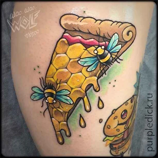 Нью-скул Bee, Food tattoo на Бедро