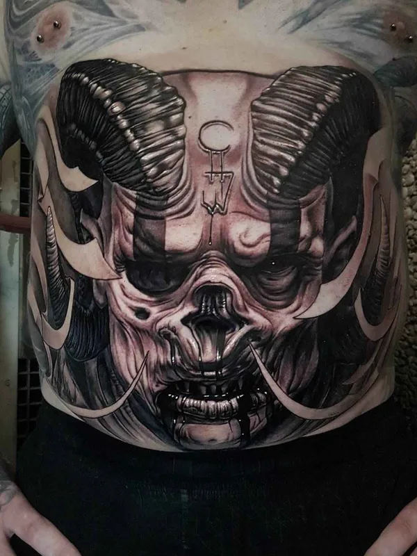 black and grey black and grey Tatuaggio su stomach #15859 | Tatuatore Hokowhitu Sciascia