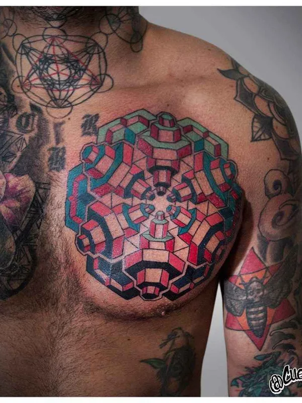 male color geometric tattoo auf chest #15984 | Tätowierer Luis CuesNow Rangel