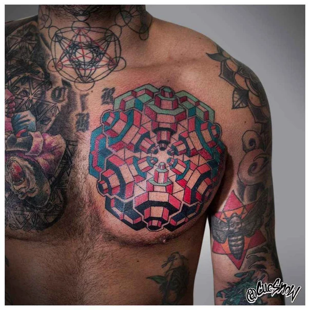 Geometric Geometric, Mandala tattoo on Chest