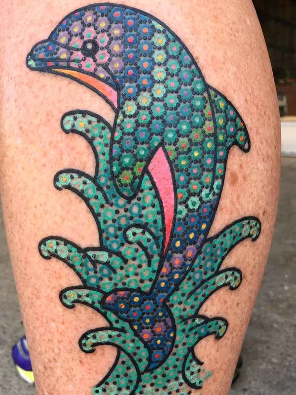 color illustrative tattoo on calf #15945 | Tattoo Artist Tomas Garcia