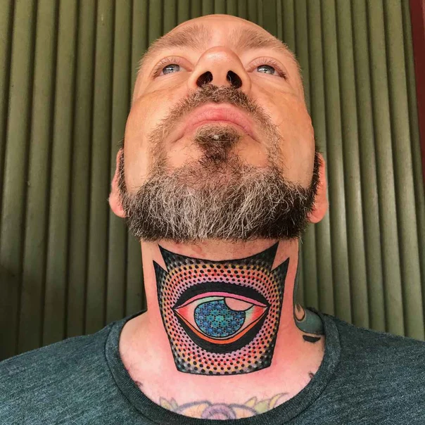 Geometric Eye, Geometric tattoo on Throat