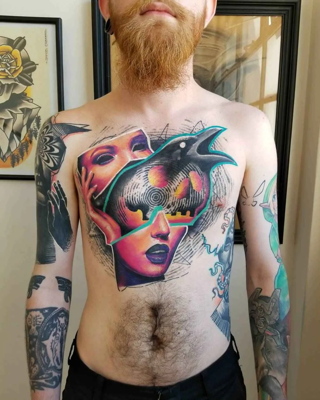 Artista del tatuaggio Tin Machado color authors tatuaggio surreale con elementi di ritratto realistico | Buenos Aires, Argentina