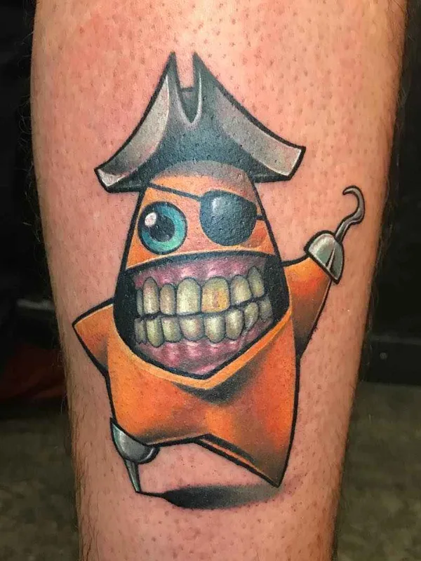 color cartoon Tatuaggio su calf #15840 | Tatuatore Josh Peacock