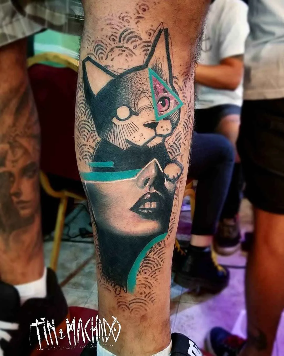Artista del tatuaggio Tin Machado color authors tatuaggio surreale con elementi di ritratto realistico | Buenos Aires, Argentina