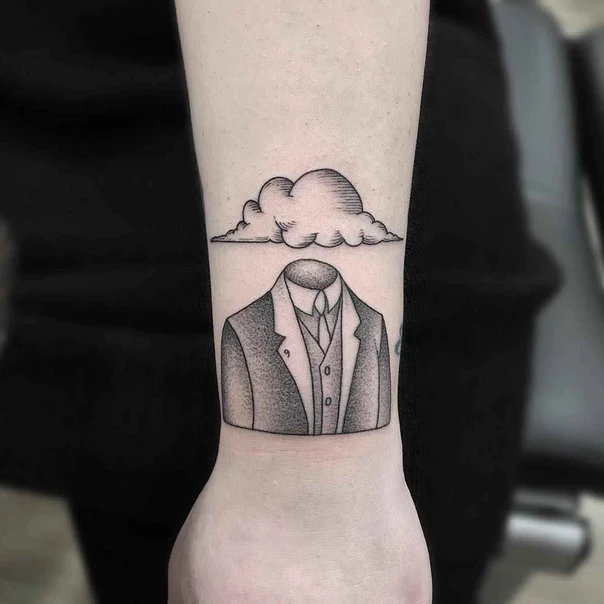 Blackwork Cloud, Suit tattoo on Wrist
