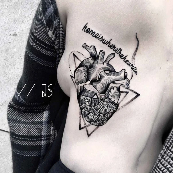 Blackwork Heart, House tattoo on Chest