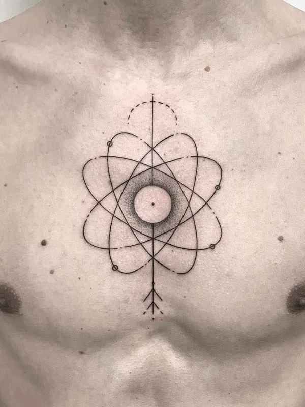 male black and grey geometric Tatuagem em chest #15581 | Tatuador Michele Volpi