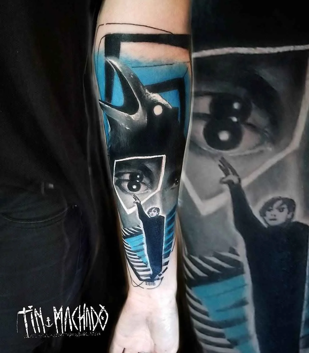 Artista del tatuaggio Tin Machado color authors tatuaggio surreale con elementi di ritratto realistico | Buenos Aires, Argentina