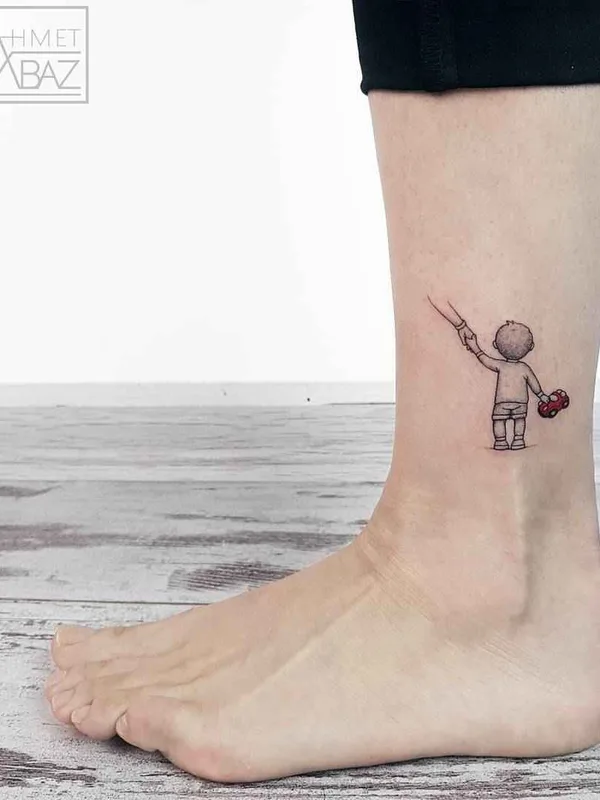 male color miniature Tatuaggio su ankle #15541 | Tatuatore Ahmet Cambaz