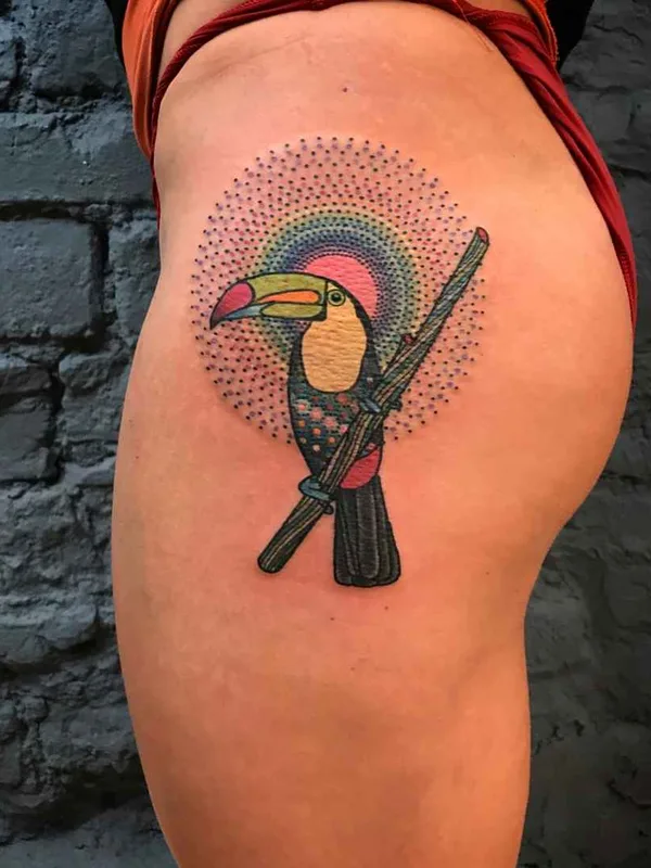 female color illustrative tattoo on thigh #15952 | Tattoo Artist Tomas Garcia