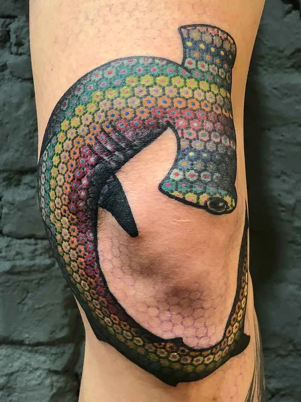 color geometric tattoo on knee #15955 | Tattoo Artist Tomas Garcia