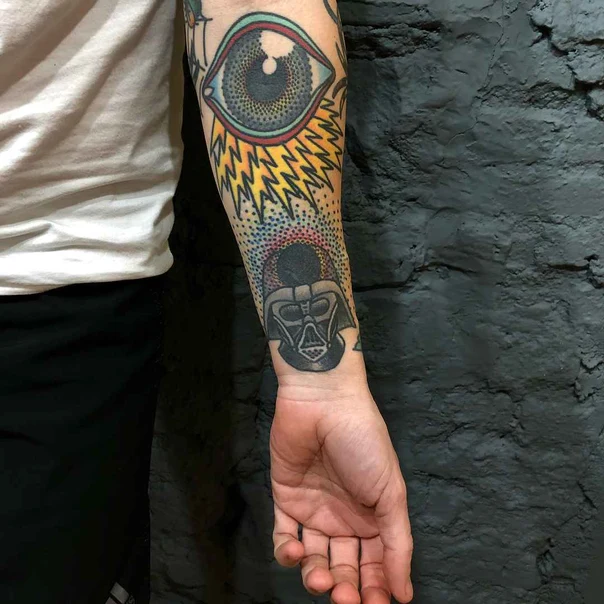 Old School Eye, Darth vader tattoo on Forearm
