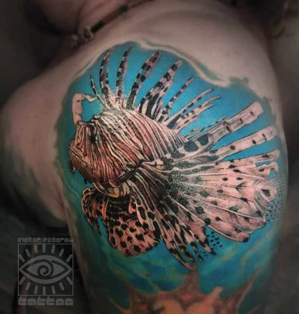 Реализм Lionfish, Ocean tattoo на Дельта