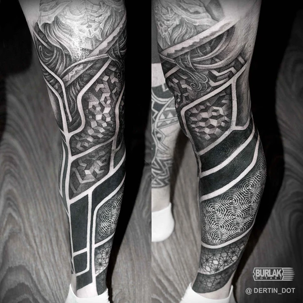 Геометрия Geometric, Abstract tattoo на Нога целиком