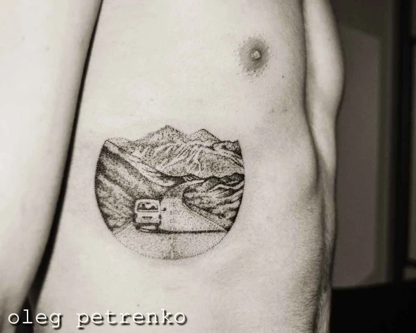 Дотворк Landscape, Mountain tattoo на Side