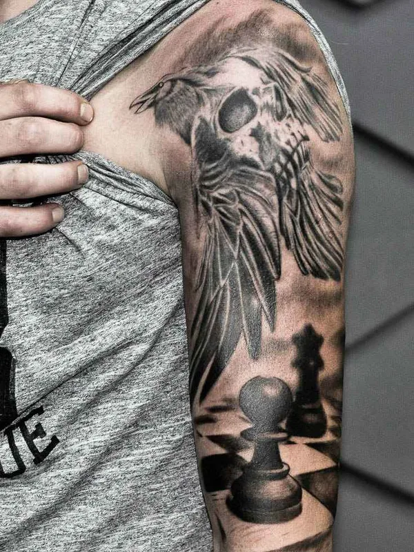male black and grey realism 纹身 在 full sleeve #16382 | 纹身师 Петренко Олег