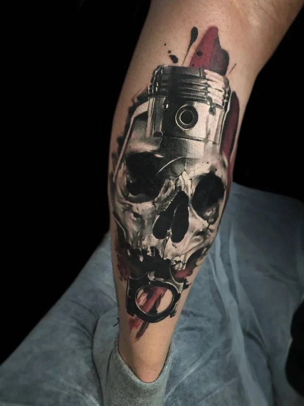 black and grey realism Tatuaggio su calf #27404 | Tatuatore Alex Oberov