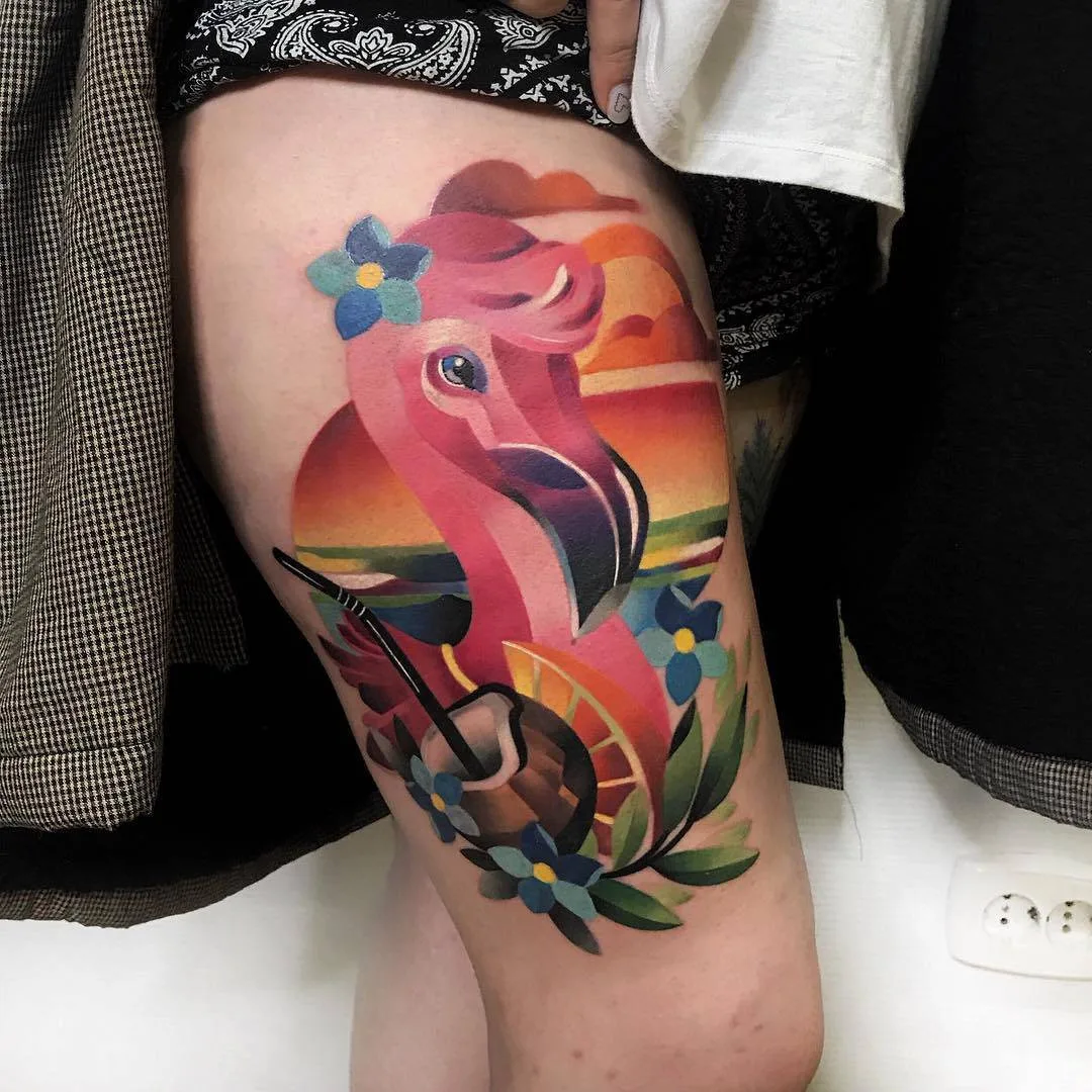 Artista del tatuaggio Natalya Sazhina, stile a colori autore watercolor tatuaggio | Mosca, Russia