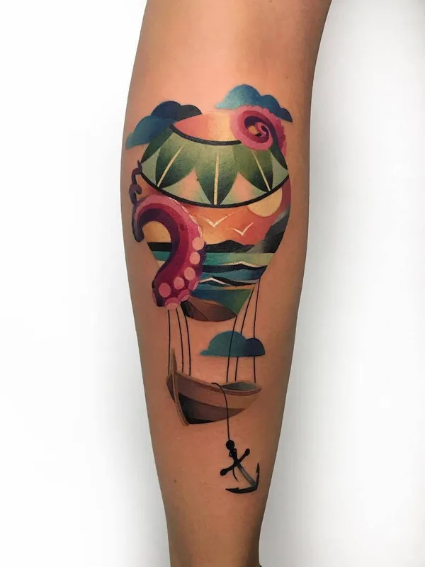 color illustrative Tatuaggio su calf #27419 | Tatuatore Наталья Сажина